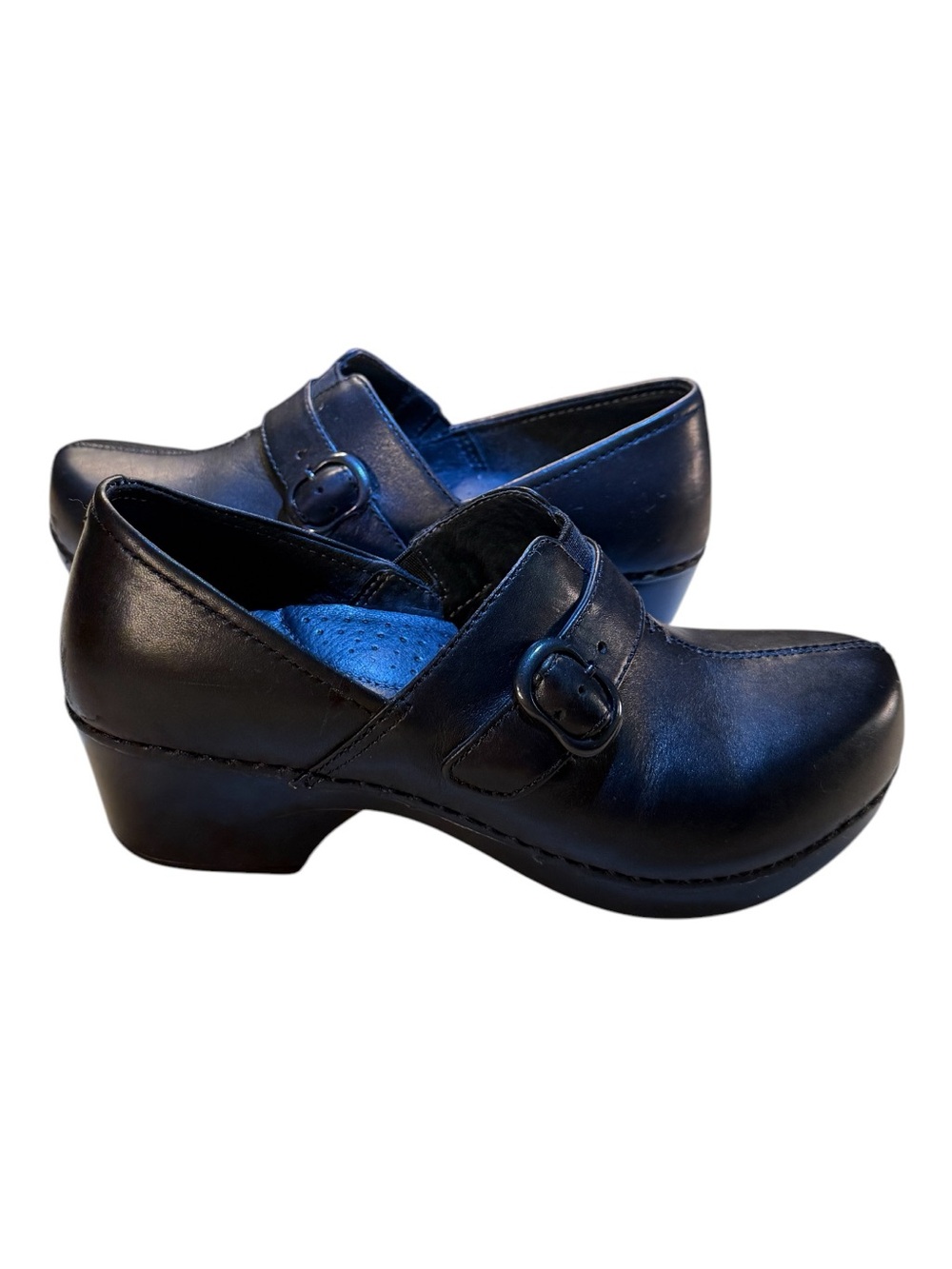 Dansko Tamara Black Leather Comfort Heeled Clog Mules  Wimens Size 36